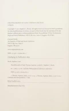 Philosophy of Saint Thomas Aquinas