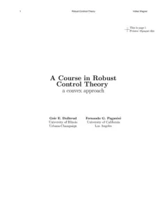 A Course in Robust Control Theory